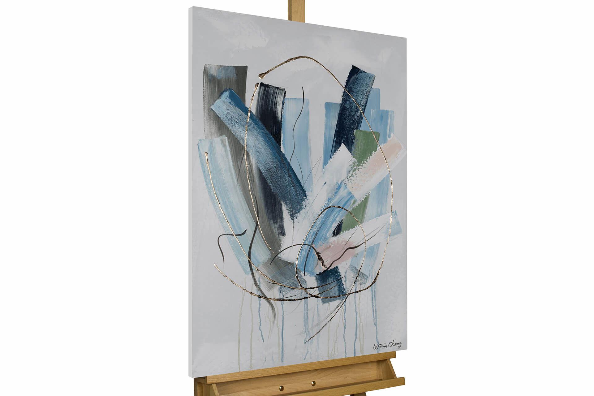 ACRYLBILD HANDGEMALT 60/90 cm - Blau/Grau, Holz/Textil (60/90cm) - KUNSTLOFT
