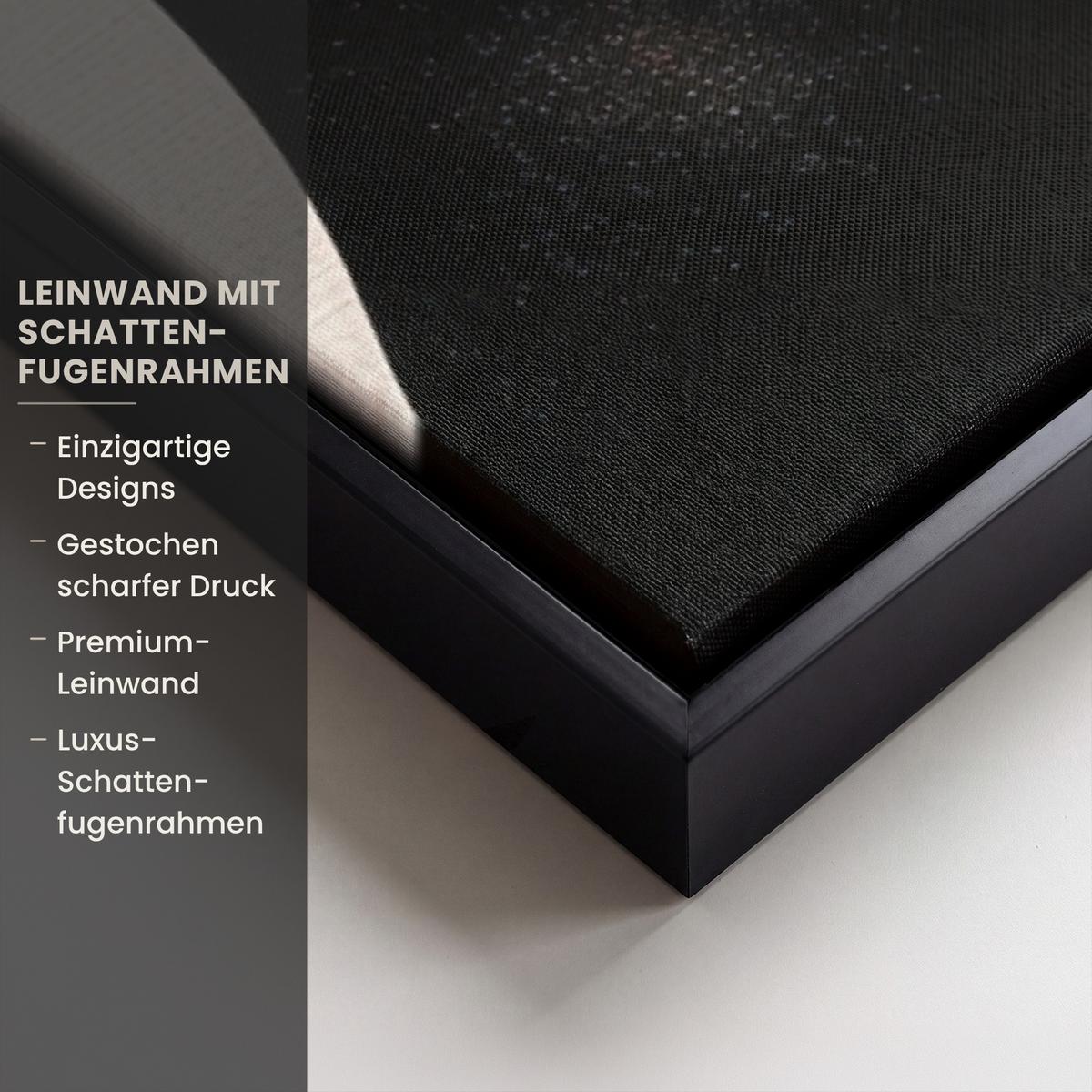 LEINWAND Bilder mit Rahmen - Abstrakt - Japandi - Beige - Modern - 90x90 - Schwarz, Textil (90/90cm) - MuchoWow