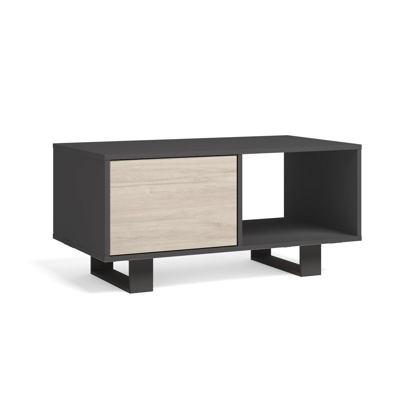 COUCHTISCH WIND, 2 Türen, grau, eiche, 92/50/45cm - Grau, Holzwerkstoff (92/50/45cm) - Skraut Home