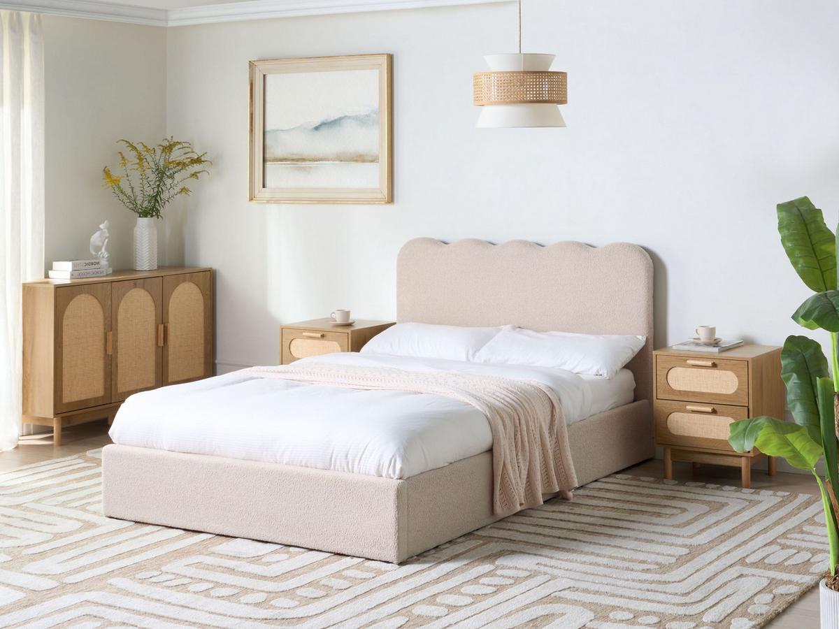BETT mit Stauraum 140/200 cm Bouclé Beige Nanterre - Beige, Textil (140/200cm) - Beliani