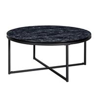 COUCHTISCH mit Marmor-Optik und Hochglanz-Finish, rund, Schwarz 80x80x35 cm - Schwarz, Holz/Metall (80/80/35cm) - KADIMA DESIGN