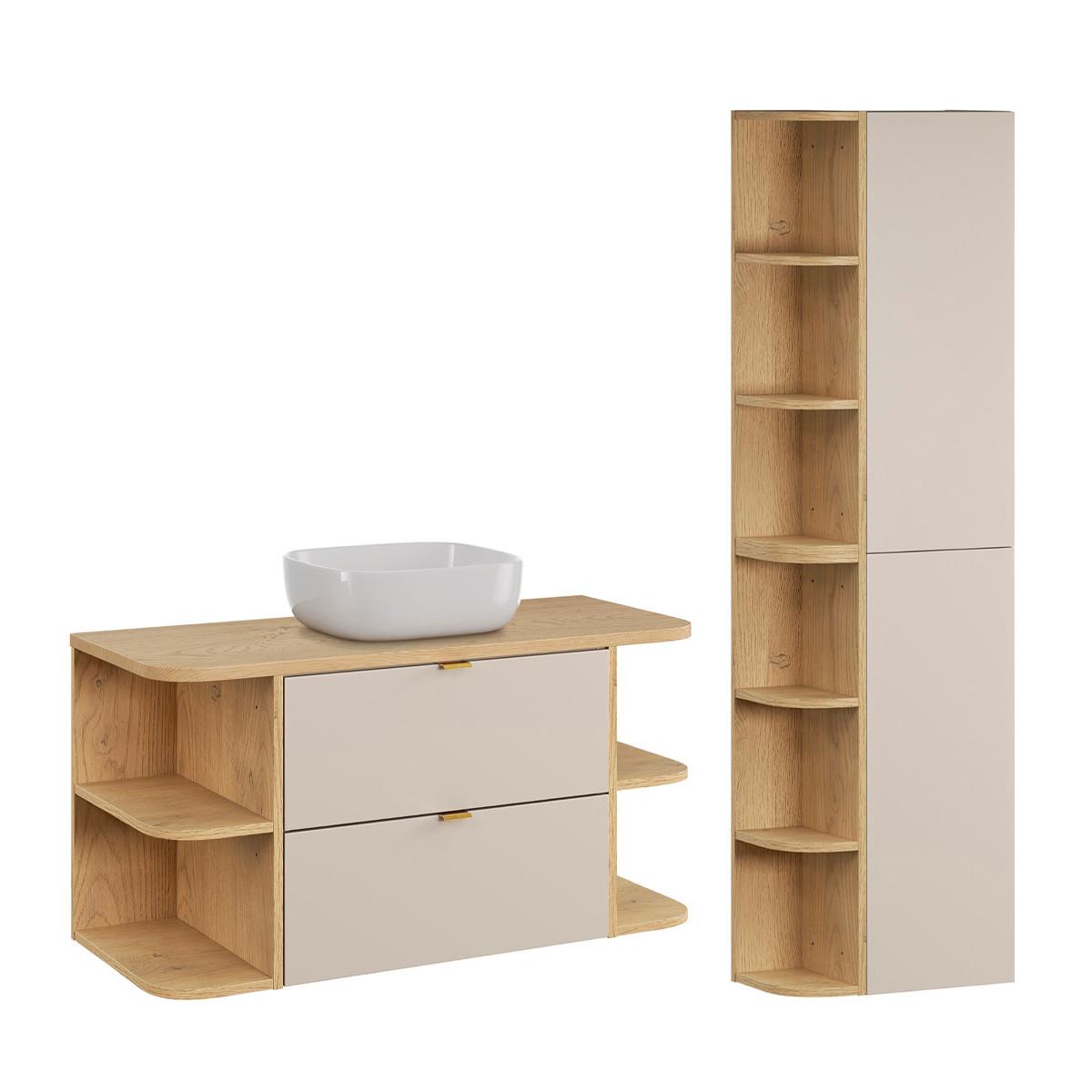BADMÖBEL 100.4cm Azel 2er-Set Kaschmir - Beige, Holzwerkstoff (100.4/52/46cm) - Petits-meubles