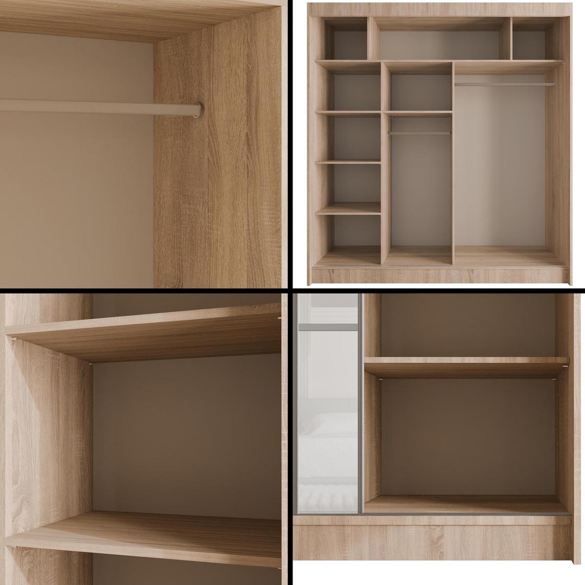 KLEIDERSCHRANK PEKA III - 200 cm - Sonoma Eiche|Weiß - Weiß/Sonoma Eiche, Holzwerkstoff (200/215/61cm) - ALTDECOR