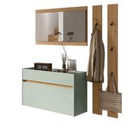 GARDEROBEN-SET Salbei grün, Eiche Artisan 4-teilig 172 cm, Garderobenmöbel hängend - Salbeigrün/Eiche Artisan, Glas/Holzwerkstoff (172/197/32cm) - Inn.Furn