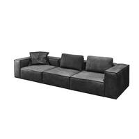 SOFA CARMO Anthrazit Leder - Anthrazit/Schwarz, Leder/Kunststoff (366/68/118cm) - KAWOLA