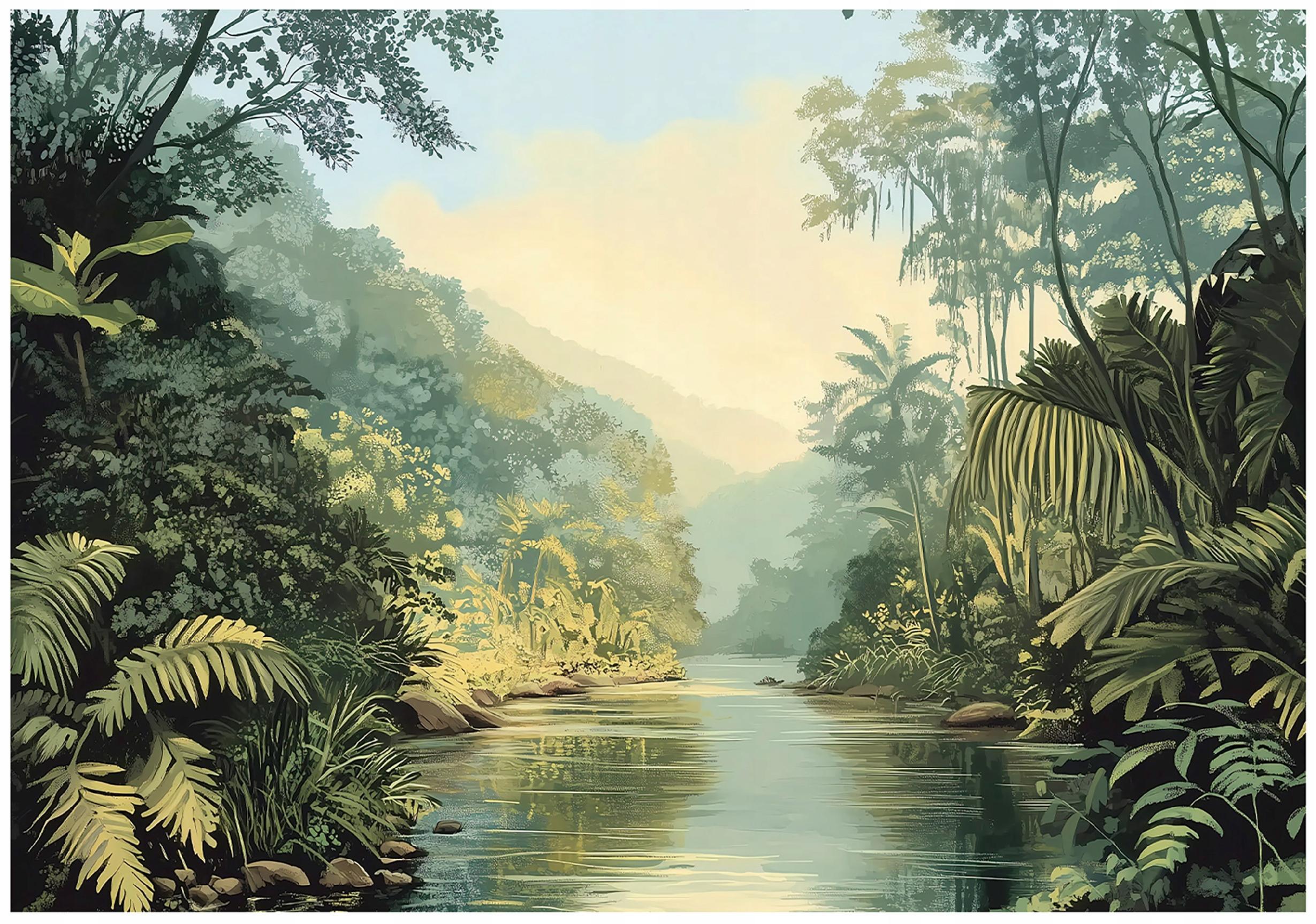 FOTOTAPETE Dschungel Natur Tapete Wohnzimmer Schlafzimmer 350x250 - Grün, Papier (350/250cm) - Wallarena