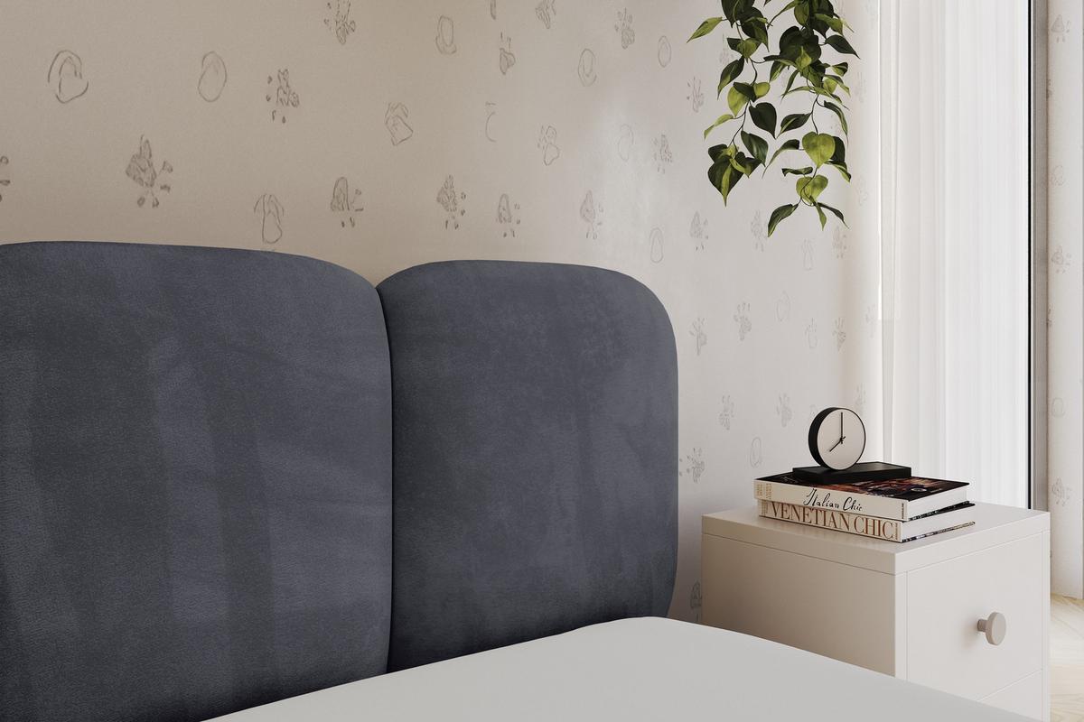 EINZELLBETT Jugendbett mit Bettkasten, Links - AVRY 80x200 Dunkelgrau - Dunkelgrau/Graphitfarben, Holzwerkstoff/Textil (80/200cm) - ALTDECOR