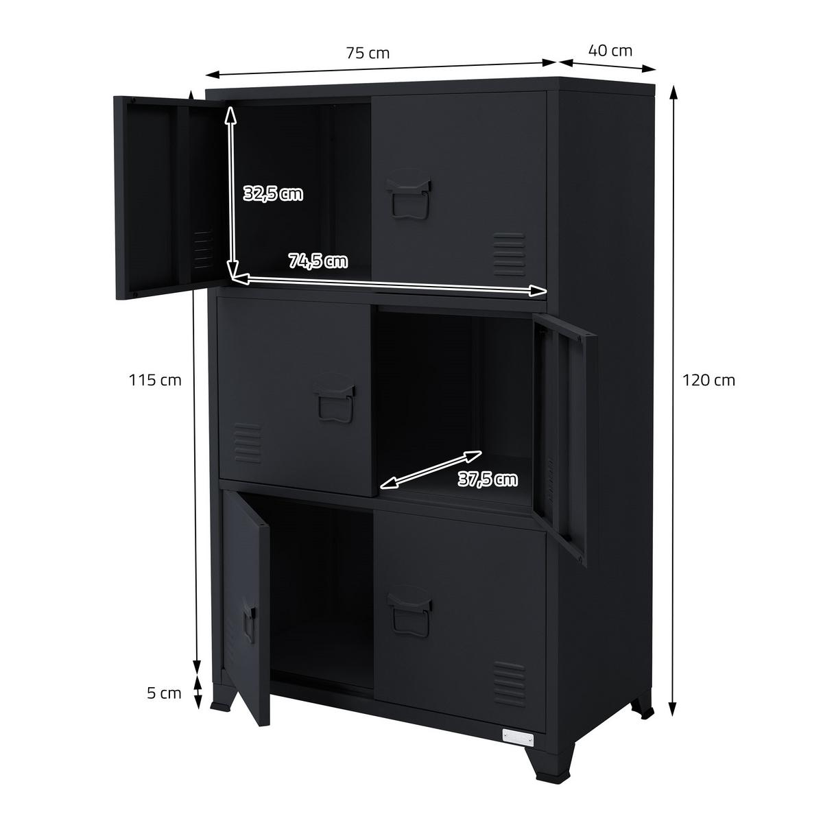 AKTENSCHRANK 75x40x120 cm Anthrazit aus Stahl - Anthrazit, Metall (40/120/75cm) - ML-DESIGN