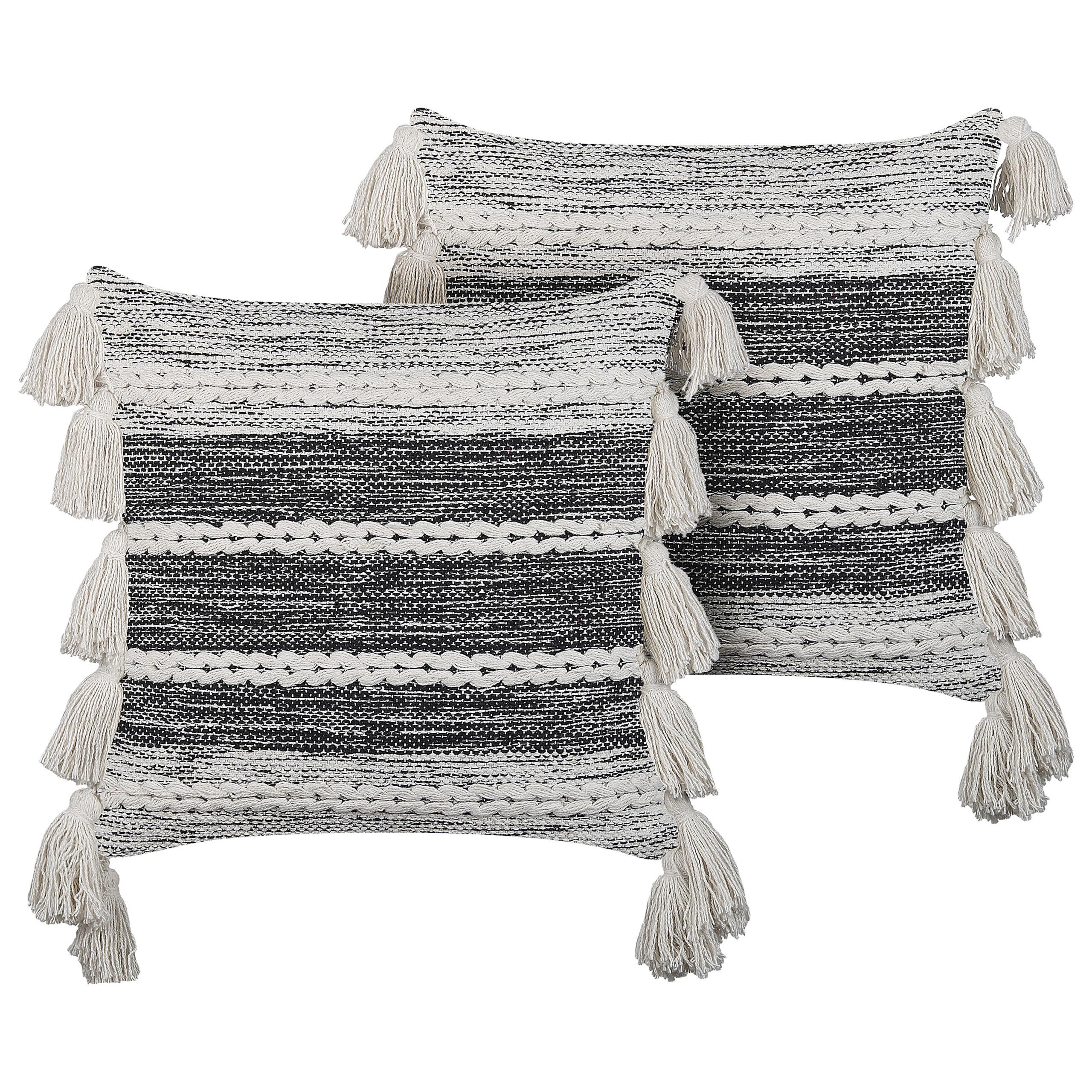 DEKOKISSEN 2er-Set Cremeweiß 45/45 cm Rochea - Ecru, Naturmaterialien/Textil (45/45cm) - Beliani
