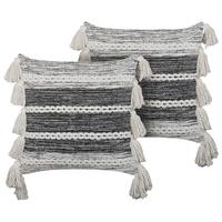 DEKOKISSEN 2er-Set Cremeweiß 45/45 cm Rochea - Ecru, Naturmaterialien/Textil (45/45cm) - Beliani