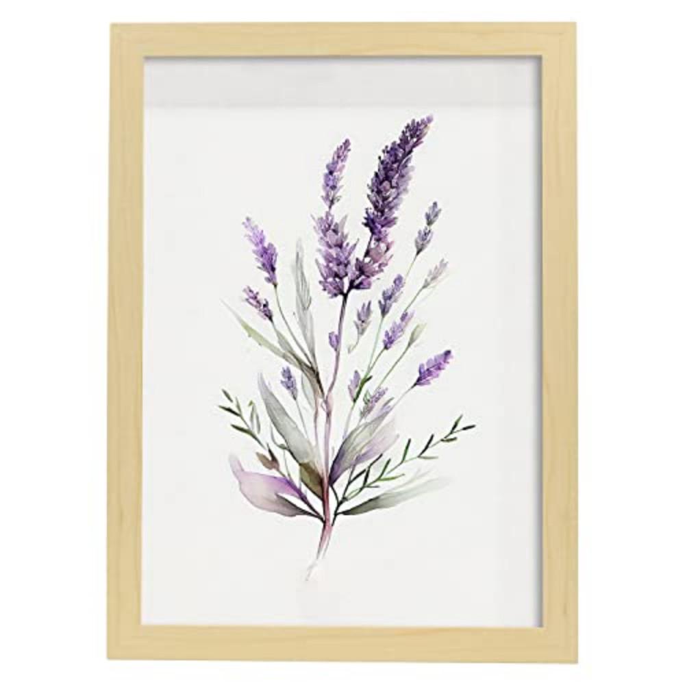 POSTER Lavendel 3 Im Nordischen Stil. A4 Rahmen Aus Hellem Holz - Beige, Papier (29.7/5/21cm) - Nacnic