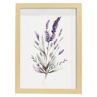 POSTER Lavendel 3 Im Nordischen Stil. A4 Rahmen Aus Hellem Holz - Beige, Papier (29.7/5/21cm) - Nacnic