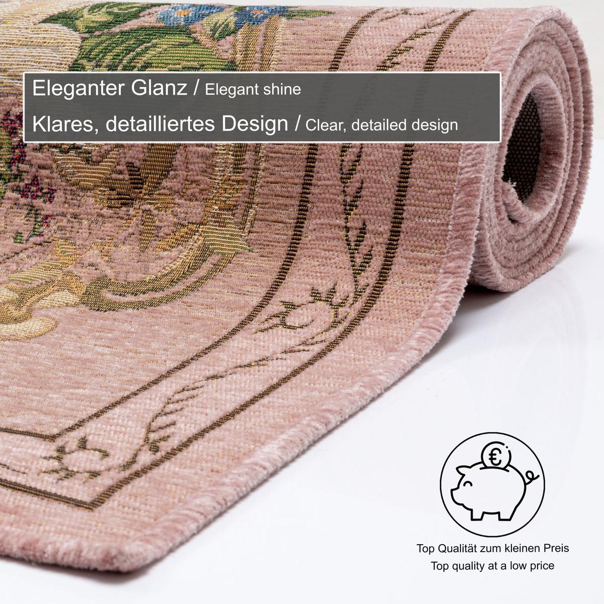 FLACHWEBTEPPICH Flomi Florence 80x150 cm - Rosa, Textil (80/150cm) - THEKO