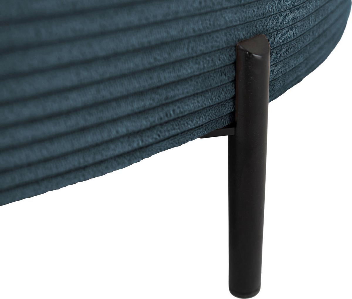 ECKSOFA Hana Loft 3-Sitzer Ecke Links, Cordstoff Chenille, Dunkelblau 241/80/168 cm - Blau/Schwarz, Textil/Metall (241/168cm) - WFL GROUP