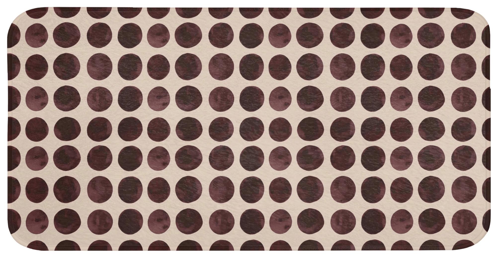 BADEMATTE Polka dots - Muster - Braun Badezimmerteppich 120x60 cm - Bordeaux, Textil (120/60cm) - OnlyWow