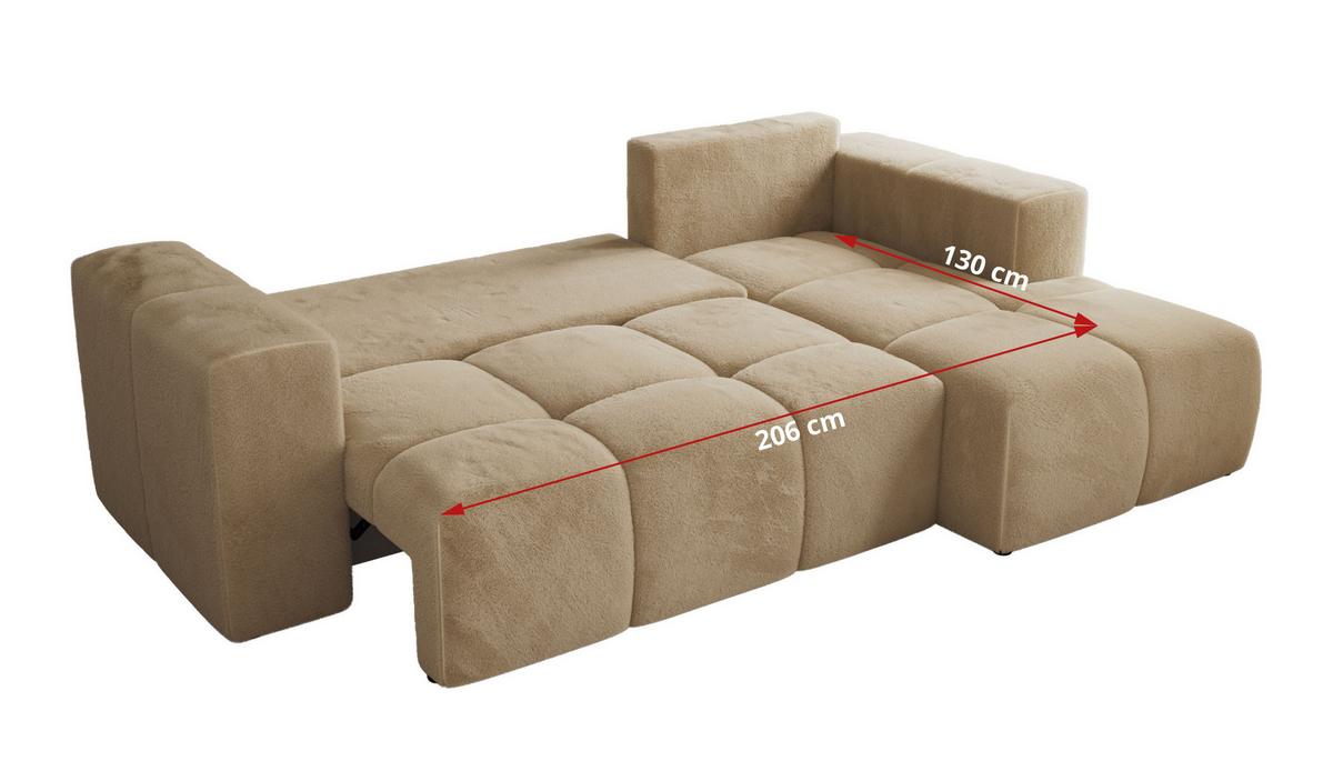 ECKSOFA MONIVA Beige Plüsch - Links - Beige/Schwarz, Kunststoff/Textil (164/266cm) - MKS