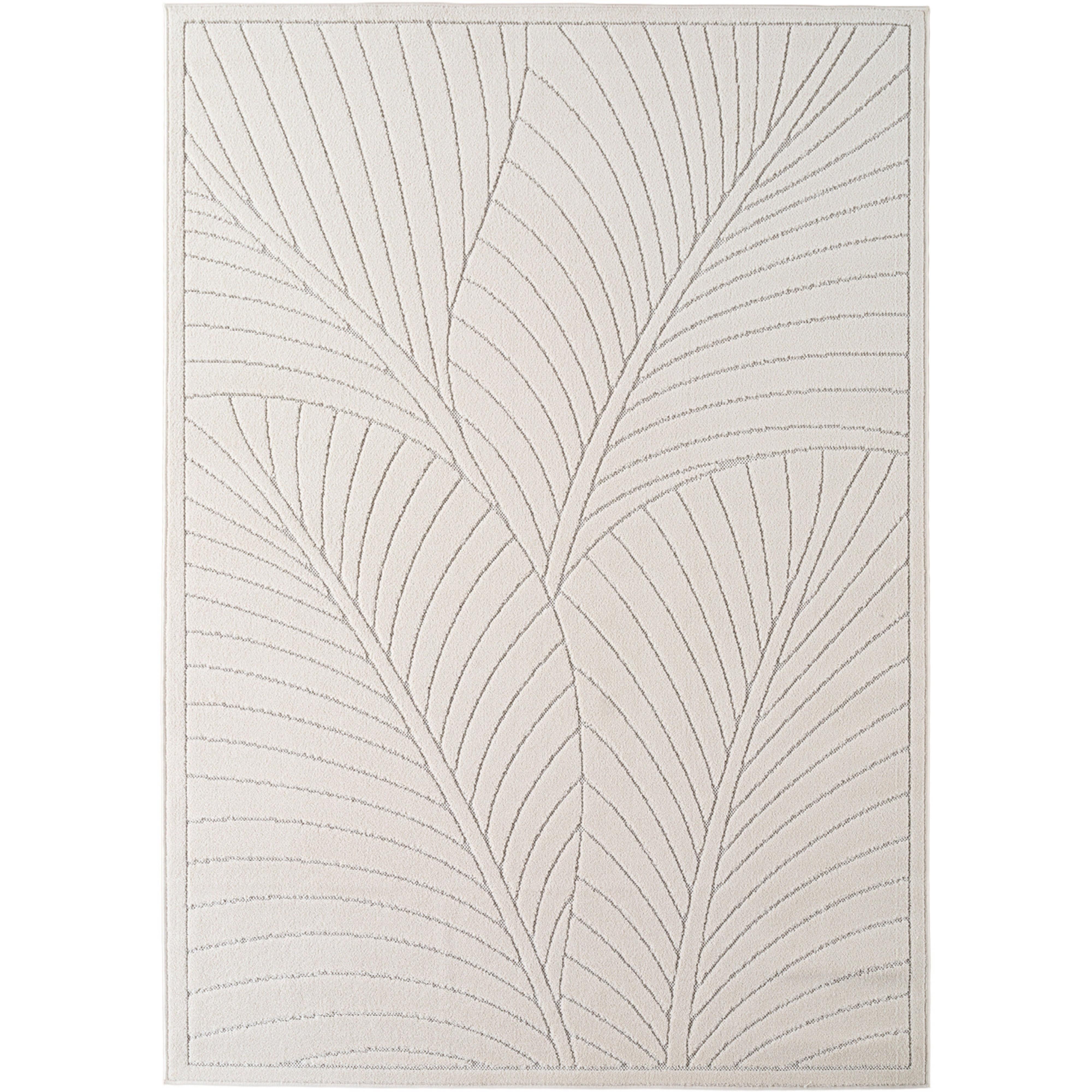 TEPPICH Outdoor, Fußbodenheizung-geeignet, mit Blattmotiv, ENGADIN in Creme, 120 x 170 cm - Creme, Textil (120/170cm) - KADIMA DESIGN