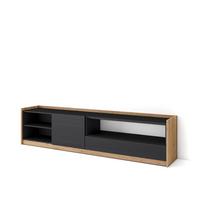 LOWBOARD, Schwarz Eiche, 207/37/50cm - Schwarz, Holzwerkstoff (207/50/37cm) - Skraut Home