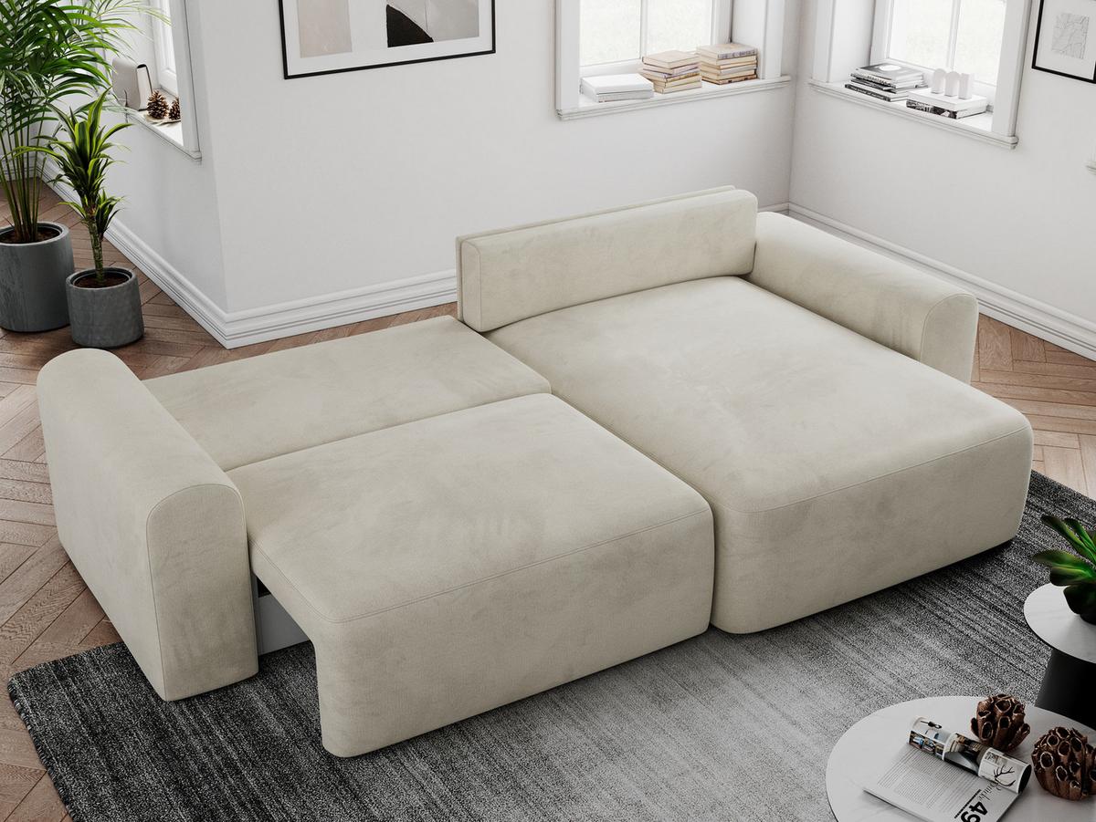 ECKSOFA NELSON Beige Velvet - Beige/Schwarz, Kunststoff/Textil (274/152cm) - MKS