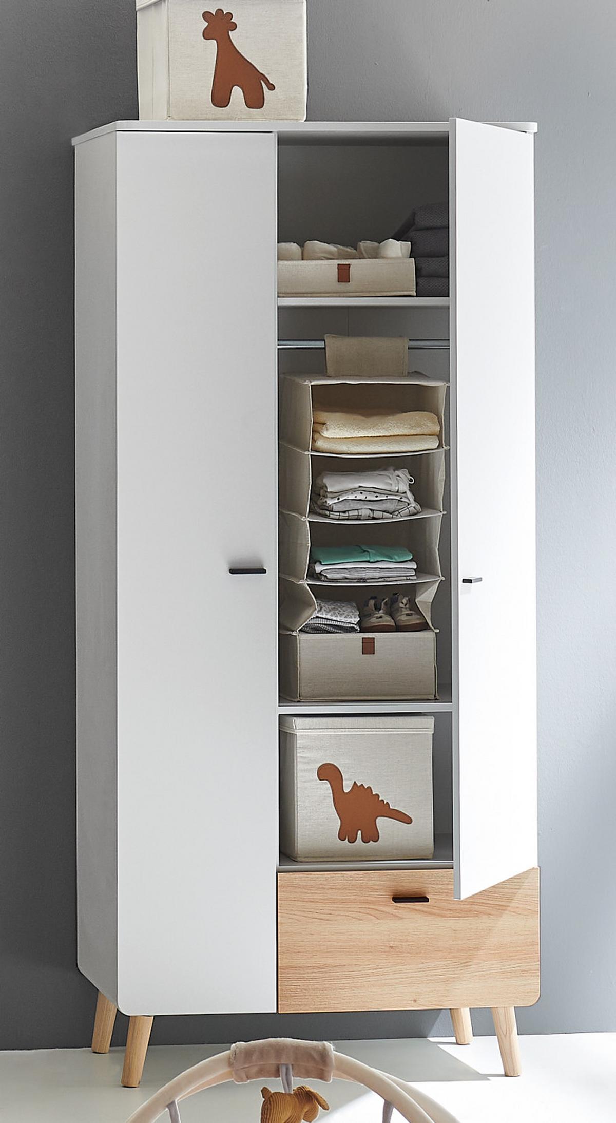 KLEIDERSCHRANK Lovis 2-türig - Eichefarben/Hellgrau, Holz/Holzwerkstoff (90/201/54cm) - arthur berndt