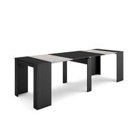 KONSOLENTISCH ausziehbar 58 bis 262cm, für 12 Gäste, schwarz, 90/58/77cm - Schwarz/Grau, Holzwerkstoff (90/262/77cm) - Skraut Home