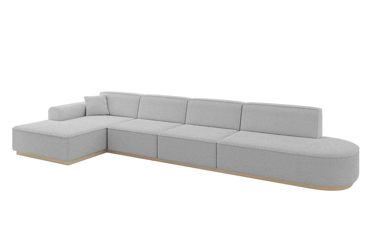 ECKSOFA Ottomane Links IREA-L3 - 412x165x80 cm Hellgrau - Hellgrau, Holzwerkstoff/Textil (412/165cm) - ALTDECOR