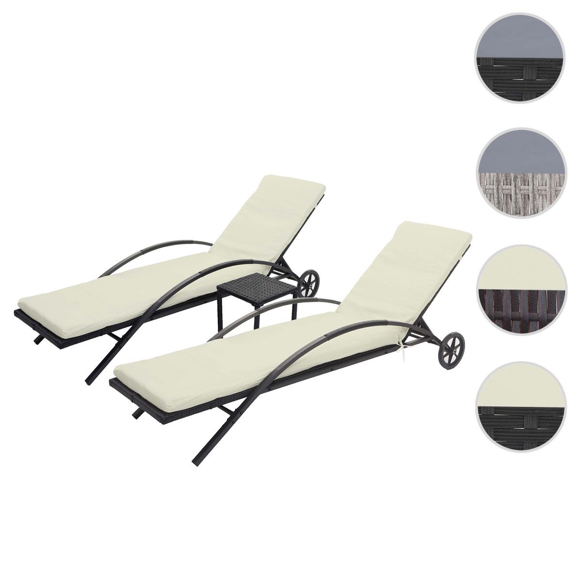 SONNENLIEGE Schwarz, Beige - Beige/Schwarz, Kunststoff (65/87/200cm) - MCW