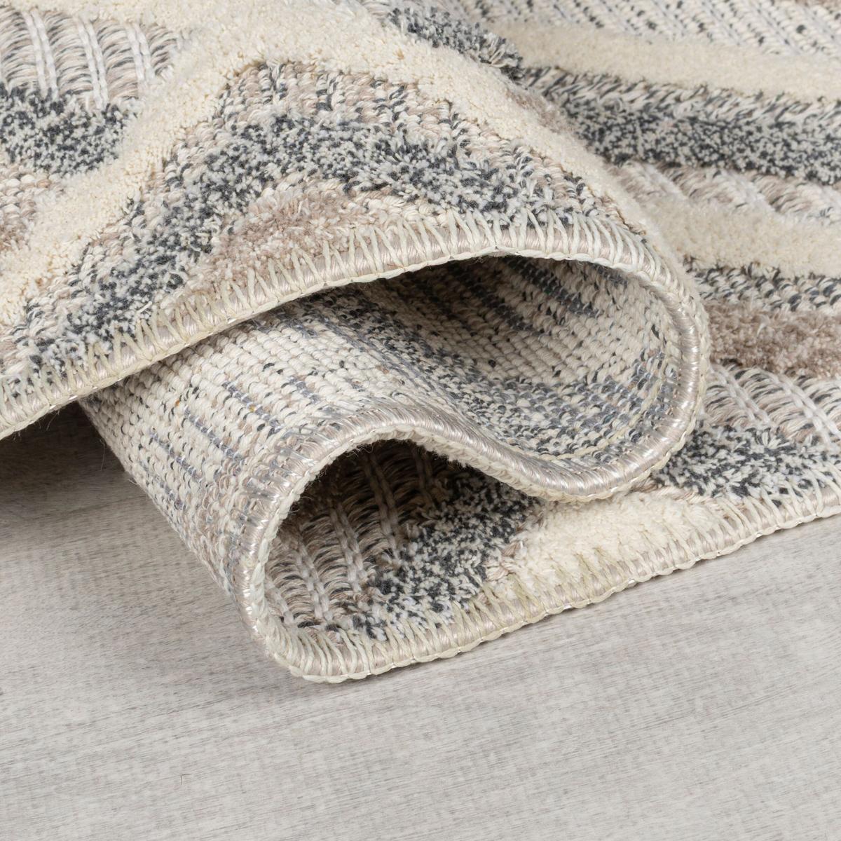 TEPPICH Waschbar RIDGE, geometrisch, Grau-Beige, 78 x 150 cm - Beige, Textil (150/78cm) - KADIMA DESIGN