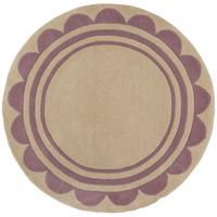 WOLLTEPPICH WENSUM, mit grafischem Muster mit Rahmen, Lila-Beige, Ø 120 cm - Lila, Textil (120/120cm) - KADIMA DESIGN