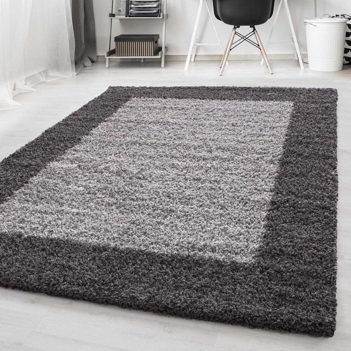 TEPPICH Hochflor RHEIN in Grau, mit Bordüre, 300 x 400 cm - Grau, Textil (300/400cm) - KADIMA DESIGN