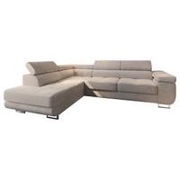ECKSOFA APIRO L-S Beige Kordstoff mit Schlaffunktion - Beige/Silberfarben, Holz/Textil (276/202cm) - MASSENO