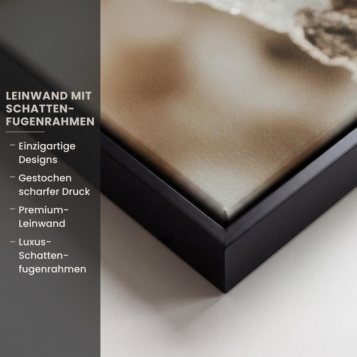 LEINWAND Bilder mit Rahmen - Blumen - Winter - Weiß - Schnee - Beige - 80x60 - Creme, Textil (80/60cm) - MuchoWow