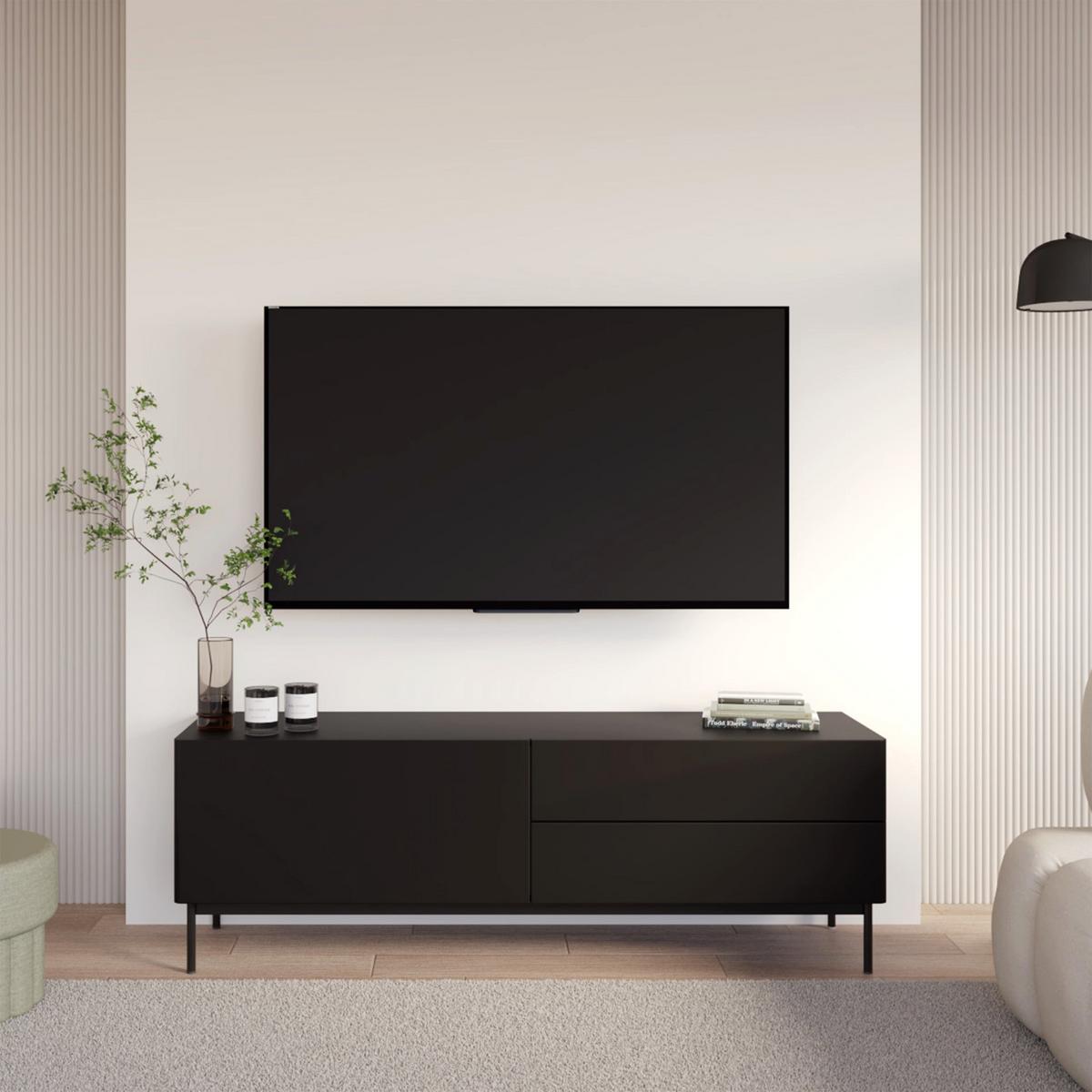 TV-LOWBOARD Olio SCHWARZ 160 CM - Schwarz, Holzwerkstoff/Metall (160/52/38.6cm) - Selsey