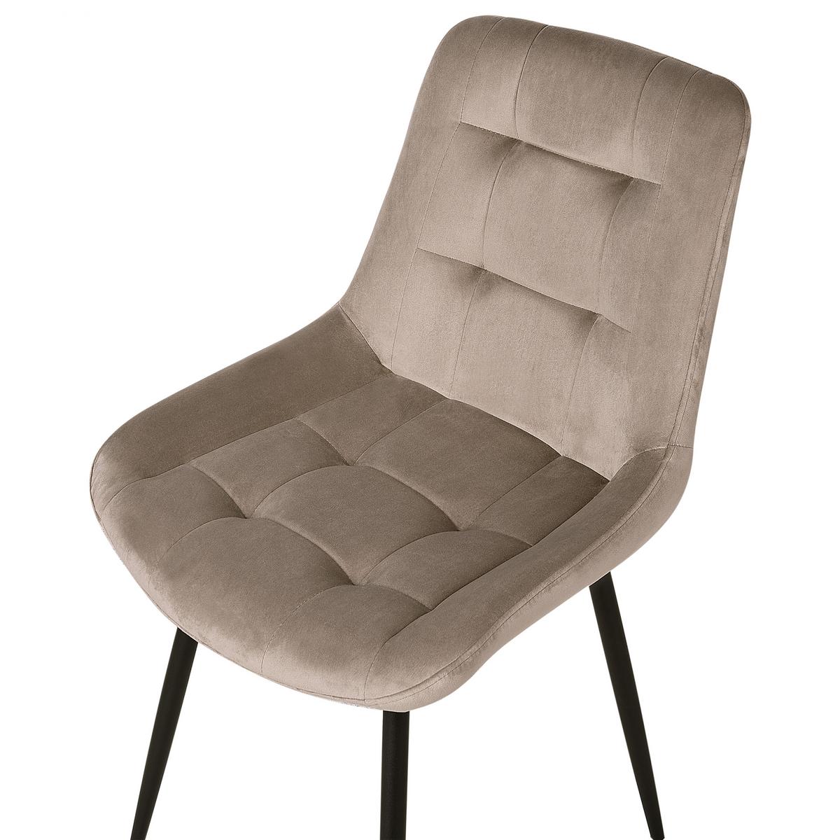 ESSZIMMERSTUHL 2er-Set Samtstoff taupe Melrose - Beige/Schwarz, Textil (55/85/61cm) - Beliani