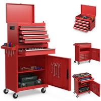 WERKZEUGTRUHE mit 5 Schubladen Rot - Rot, Metall (71/33.5/58cm) - COSTWAY