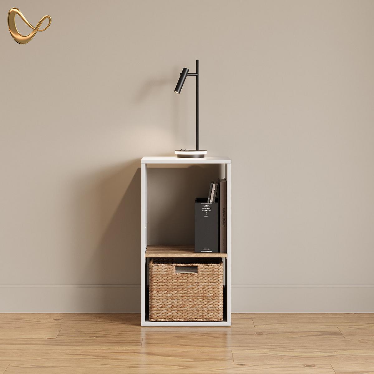 BÜCHERREGAL Lorena Weiß/Goldkraft Eiche mit 2 Fächern - Honigeiche/Weiß, Holzwerkstoff (40/74/30cm) - Livinity®