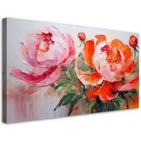 WANDBILD pfingstrosen rosa orange blumen - Multicolor, Textil (120/60cm) - Feeby