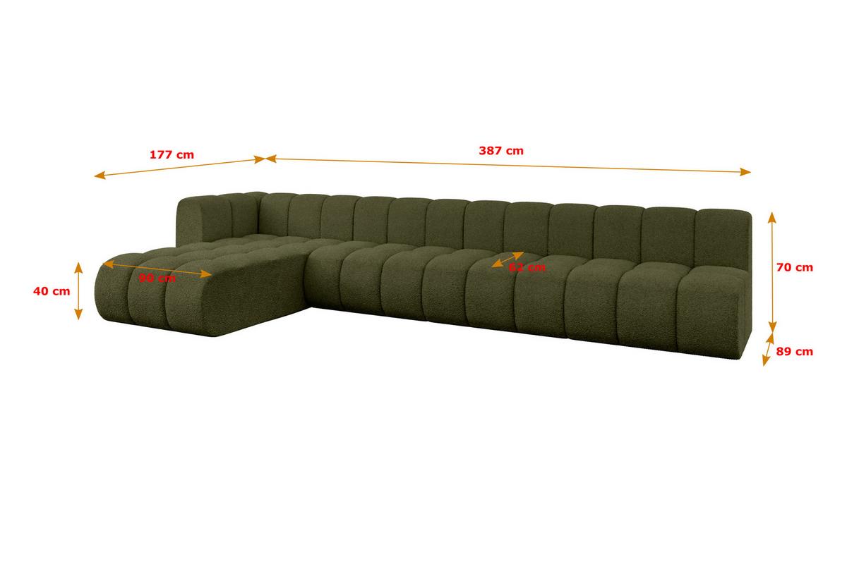 ECKSOFA modulares Sofa Darnel-L3 - 387x177x70 cm Grün - Grün, Holzwerkstoff/Textil (387/177cm) - ALTDECOR