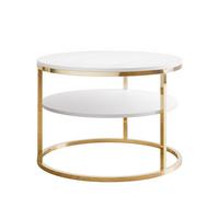 CIRI MAT Couchtisch mit Ablage und Gestell in Goldchrom Weiß Marmor - Goldfarben/Weiß, Holzwerkstoff (70/70/49cm) - Lookway