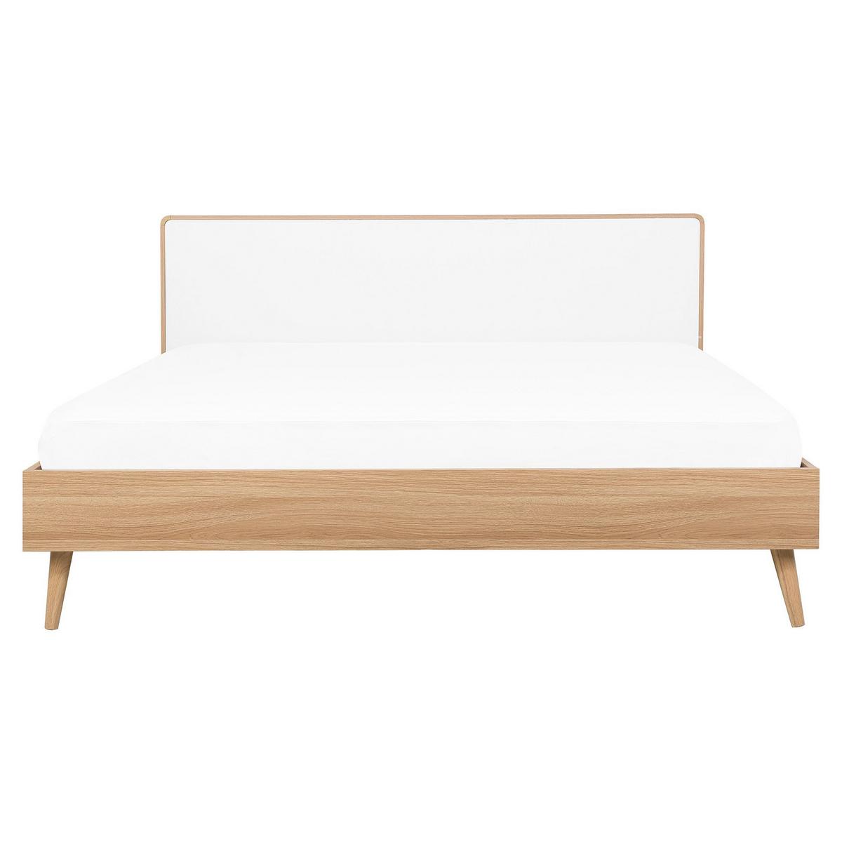 BETT mit LED 160x200 cm Heller Holzfarbton Serris - Hellbraun, Holzwerkstoff (160/200cm) - Beliani