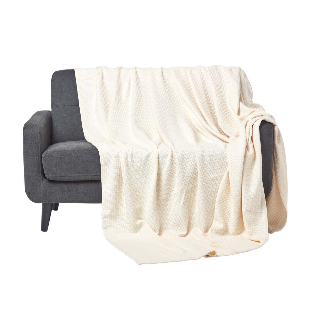 BIO-WOHNDECKE Waffelpiqué 230/280 cm - Naturfarben, Textil (280/230cm) - Homescapes