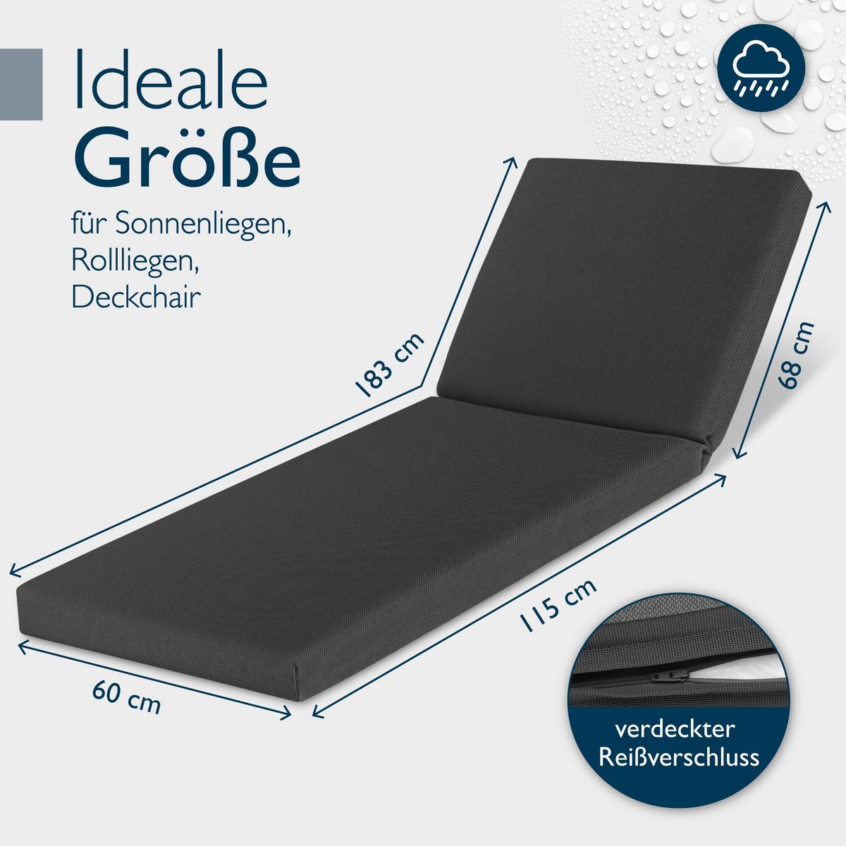 ROLLLIEGENAUFLAGE QD-RL 190x60x5,5cm Anthrazit (2tlg) - Anthrazit, Textil (60/5/190cm) - Beautissu 