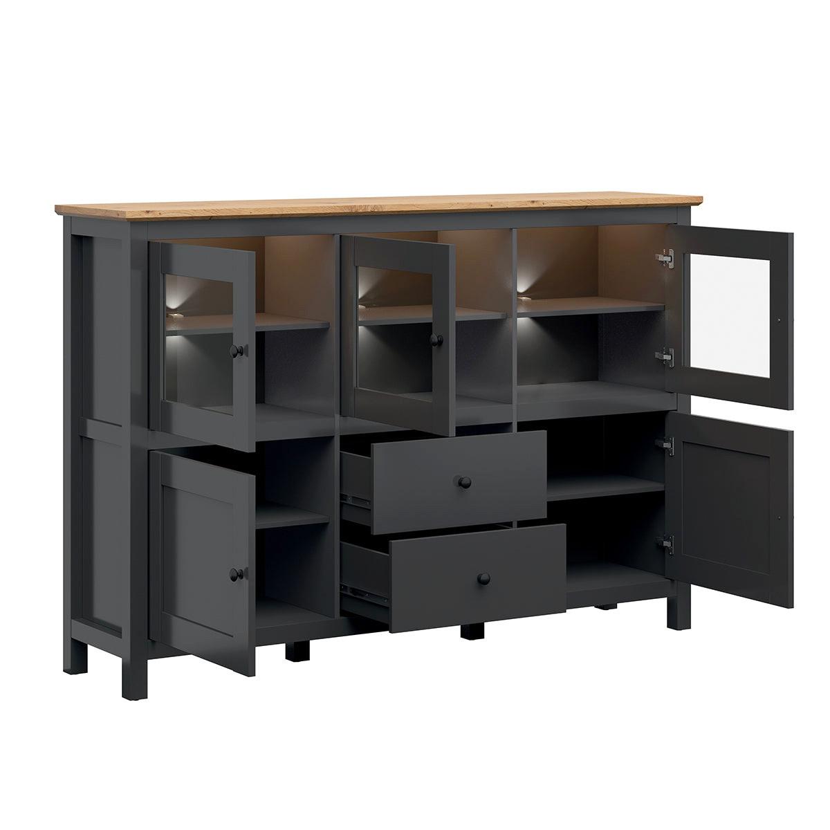 SIDEBOARD Duck Anthrazitgrau und Holz - Grau, Holzwerkstoff (186/126/44cm) - Petits-meubles