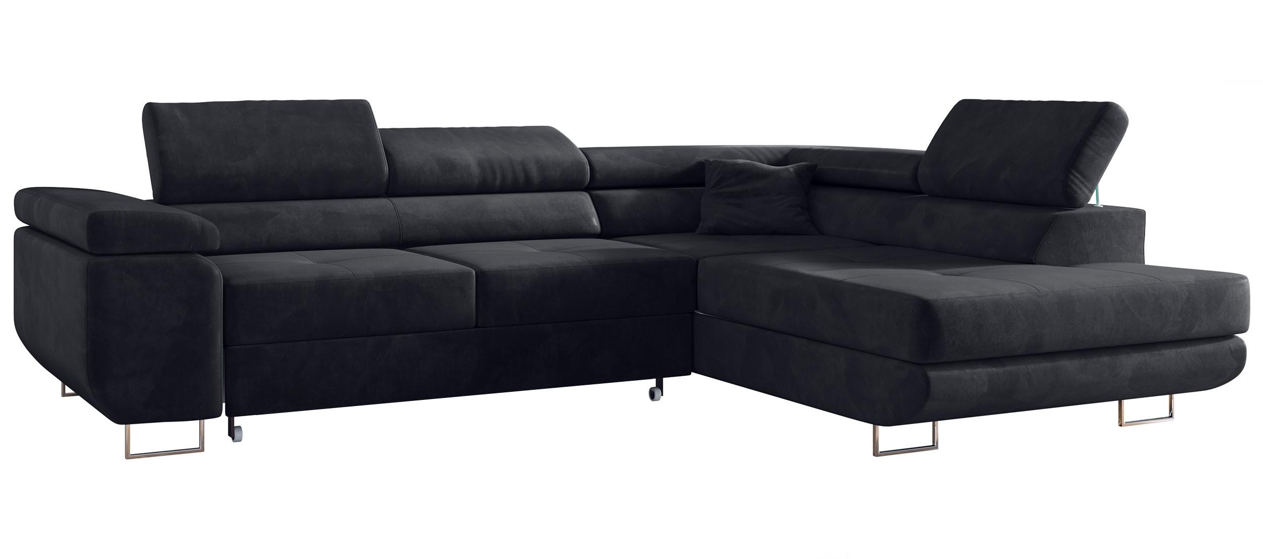 ECKSOFA GUSTAW L Dunkelgrau Velvet Rechts Seite - Dunkelgrau/Silberfarben, Textil/Metall (275/205cm) - MKS