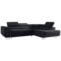 ECKSOFA GUSTAW L Dunkelgrau Velvet Rechts Seite - Dunkelgrau/Silberfarben, Textil/Metall (275/205cm) - MKS
