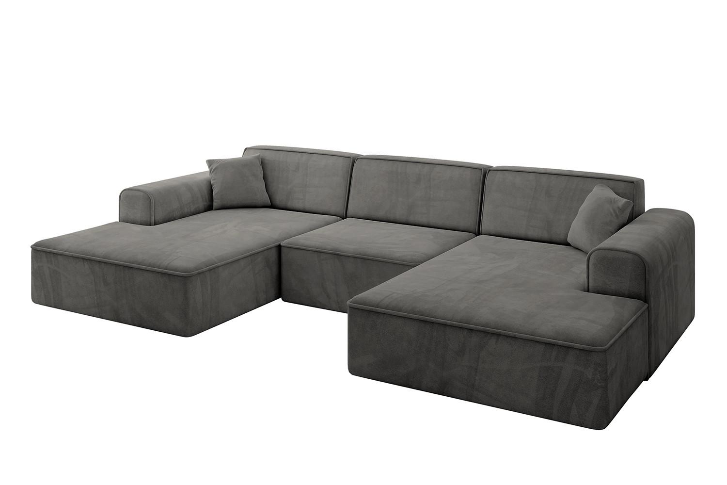 WOHNLANDSCHAFT IREA-U1-v3 - 301x165x77 cm Ecru - Anthrazit, Holzwerkstoff/Textil (301/77/165cm) - ALTDECOR