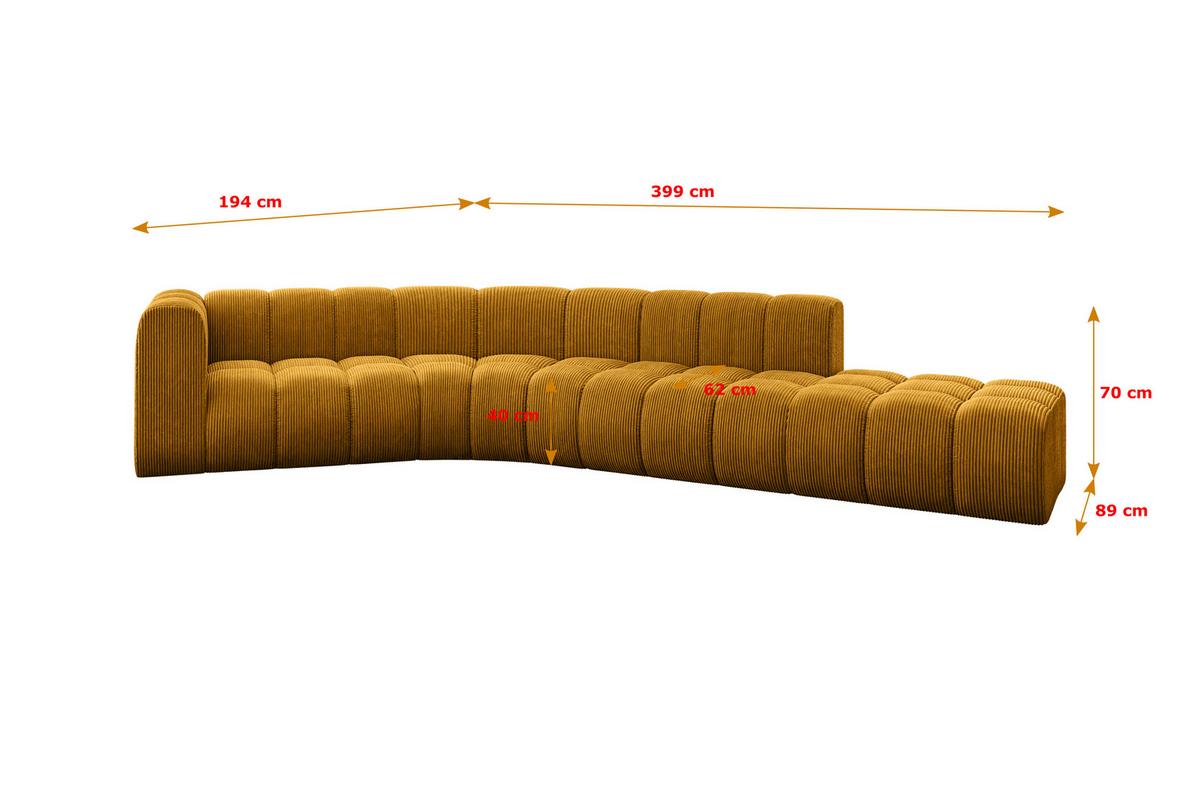 ECKSOFA modulares Sofa Tilmo-L1 - 399x194x70 cm Senfgelb - Currygelb, Holzwerkstoff/Textil (399/194cm) - ALTDECOR