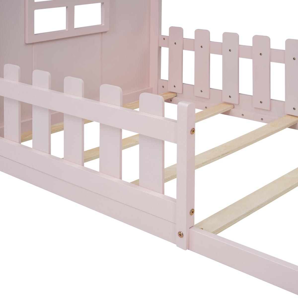 KINDERBETT 90x200 kinderbett rosa kiefer - Pink, Holz (90/200cm) - Urban Meuble