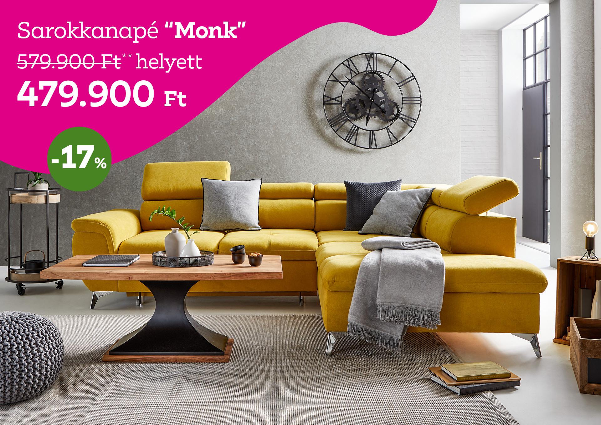 Sarokkanapé Monk 579900 Forint helyett 479900 Forint, kedvezmény mértéke 17%