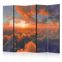 PARAVENT Einseitig Bedruckter 5-tlg 225x172 cm Sonnenuntergang und Wolken - Orange, Holz/Textil (225/172/3cm) - Muralo